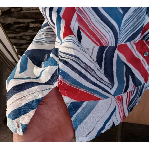 Alfred Dunner PLUS 16 Red White Blue Button Up Semi Sheer Shirt NO Camisole Top - Picture 5 of 5